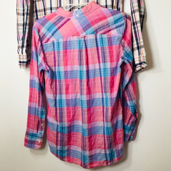 J Crew button up shirt 2 pair plaid women 0 cotton - Picture 6 of 11